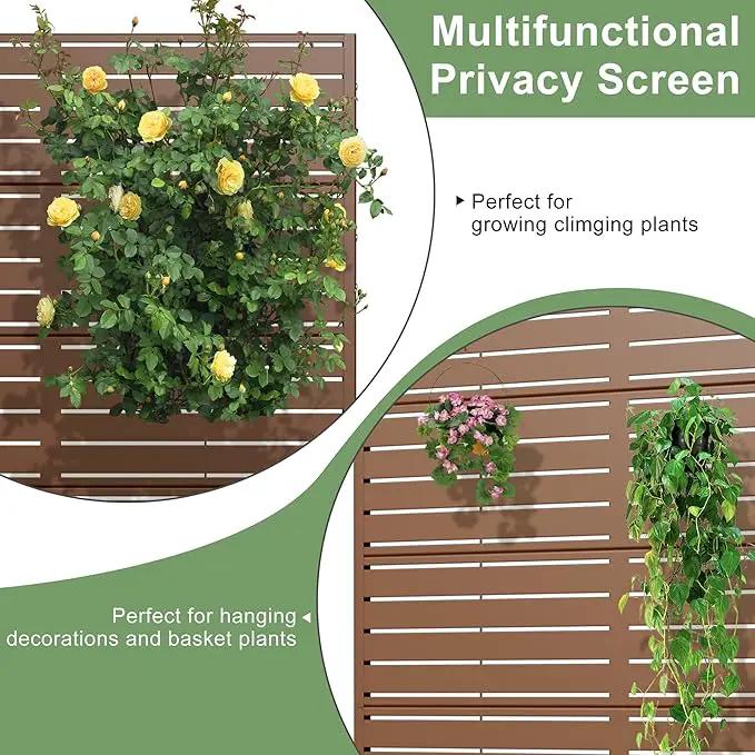 Casaphoria Metal Raised Garden Bed with Trellis and Wheels, 72"x47"x16" Planter Box for Climbing Plants, Vegetables & Vines, Features Drainage Holes and Privacy Screen (Brown-Louvered) by GreenHaven Gardens