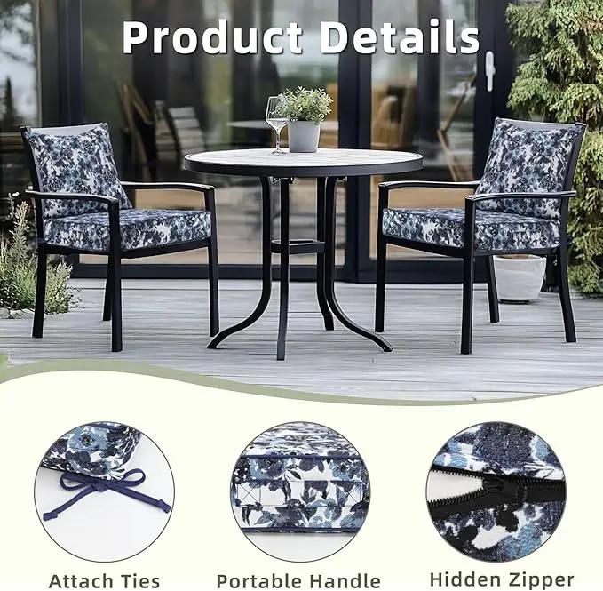 Favoyard Outdoor Seat Cushion 24 x 24 x 4 in Waterproof Pattern Fade Resistant Cover Removable Patio Furniture Cushions Deep Seat & Back Cushion Set with Adjustable Straps for Patio Chair Sofa Couch by GreenHaven Gardens