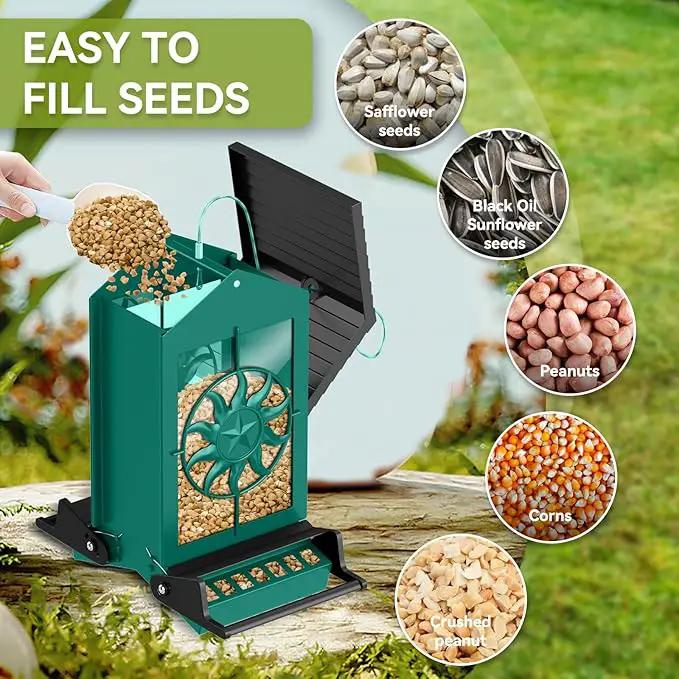 Squirrel Proof Bird Feeders for Outdoors, 5LBS Large Capacity Metal Wild Bird Feeder with Bilateral Weight-Activated Perches, Anti Squirrel Bird Feeders for Outside Finch, Cardinal, Blue Jay (Green) by GreenHaven Gardens