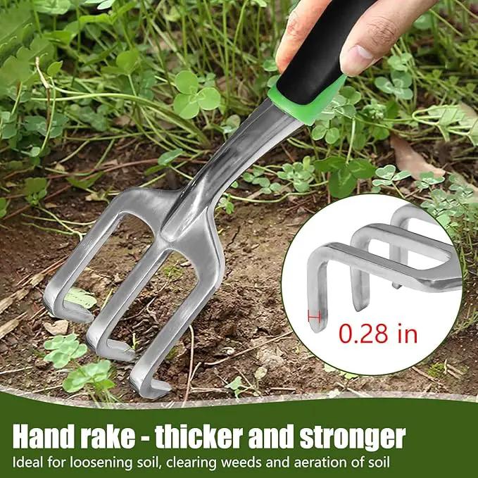 Garden Hand Tools Set,3PCS Aluminum Heavy Duty Gardening Tool Set,Weeding Tools Gardening,Soil Scoop,Hand Rake,Weeder,Non-Slip Rubber Grip, Ideal for transplanting, Weeding, Digging and Planting by GreenHaven Gardens