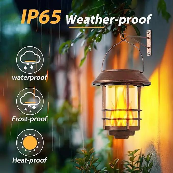 Otdair Solar Wall Lantern Outdoor, Flickering Flames Sconce Lights, Hanging Solar Lamps Wall Mount for Front Porch, Patio and Yard, 2 Pack, Bronze by GreenHaven Gardens