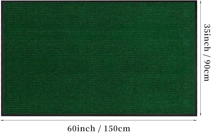 Profile Rubber Door Mat, 60x35inch, Heavy Duty, Entrance Doormat, Indoor and Outdoor, Waterproof, Easy Clean Shoe Scraper, Home Rug Welcome Mats for Entryway, Patio, Porch, Green by GreenHaven Gardens