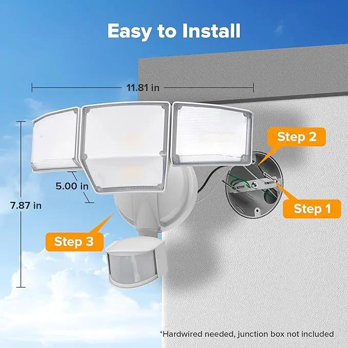 LUTEC 80W 9000LM LED Security Lights Motion Sensor Outdoor Lights, 4 Head LED Flood Light Outdoor 5000K Daylight, IP65 Waterproof, Motion Detected Light for Outside, Garage, Yard - 2 Pack (White) by GreenHaven Gardens