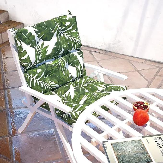 LVTXIII Outdoor Seat/Back Chair Cushion Patio Tufted High Back Cushion, Seasonal Replacement Rocking Chair Cushion with Ties (22” W x 20D”, Set of 2, Palm Green) by GreenHaven Gardens