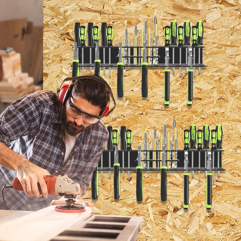 Screwdriver Holder Wall Mount,Heavy Duty Metal Utility Bit Organizer for Screw driver Pliers Drill Bits Small Tools,Screwdriver Organizer Suitable Garages Homes Workshops Sheds (54 holes 2pc) by GreenHaven Gardens