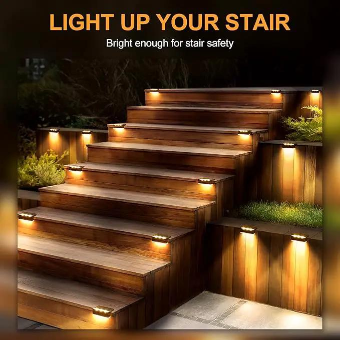 SOLPEX Solar Fence Lights, 6 LEDs Solar Lights Outdoor Waterproof Solar Powered for Deck, Stair, Front Porch, Balcony, Walkway, Garden, Yard, Patio, Pool Decor, IP65 Waterproof (4 Pack, Warm White) by GreenHaven Gardens