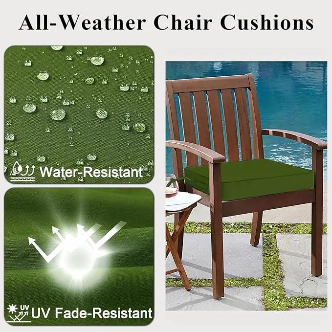 Outdoor Chair Cushions Set of 2 for Patio Furniture 19x19x4 Inch Waterproof Patio Chair Cushion 3 Year Color Fastness Square Elastic Foam Garden Couch Pads with Ties and Handle,Green by GreenHaven Gardens