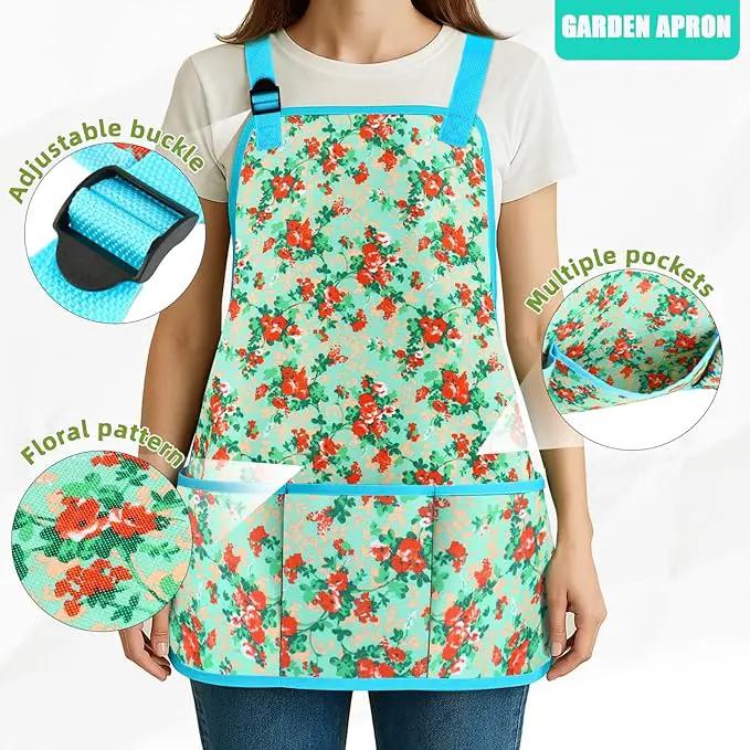 Garden Tools Set WANCHI 10 Piece Heavy Duty Floral Garden Tool Set Gardening Gifts for Women Men Birthday Rust-Proof Aluminum Garden Hand Tools Gardening Kit with Tote Bag Apron Glove by GreenHaven Gardens