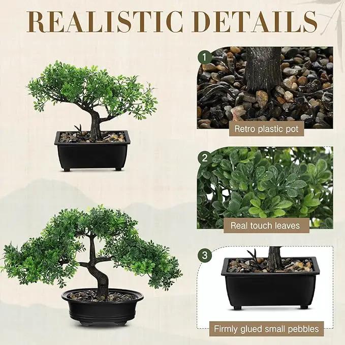 Jexine 4 Pack Artificial Bonsai Tree, Indoor Small Fake Plants in Pots for Home Table Office Desk Bathroom Shelf Bookshelf Bedroom Living Room Farmhouse Decorations by GreenHaven Gardens