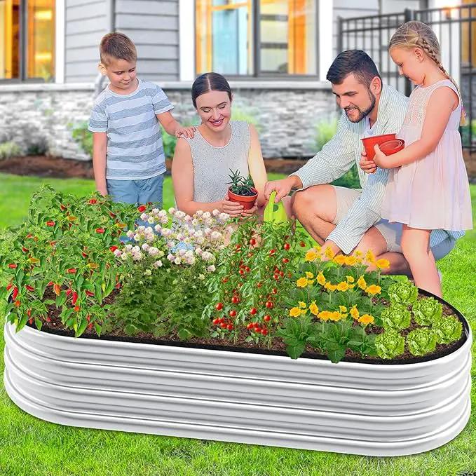 2mm Thick Fabric Garden Grow Bed Bags, 4x2x1 Ft Liners Designed For Outdoor Metal Raised Garden Beds, 60 Gallon Capacity Oval Large Vegetable Growing Boxes by GreenHaven Gardens