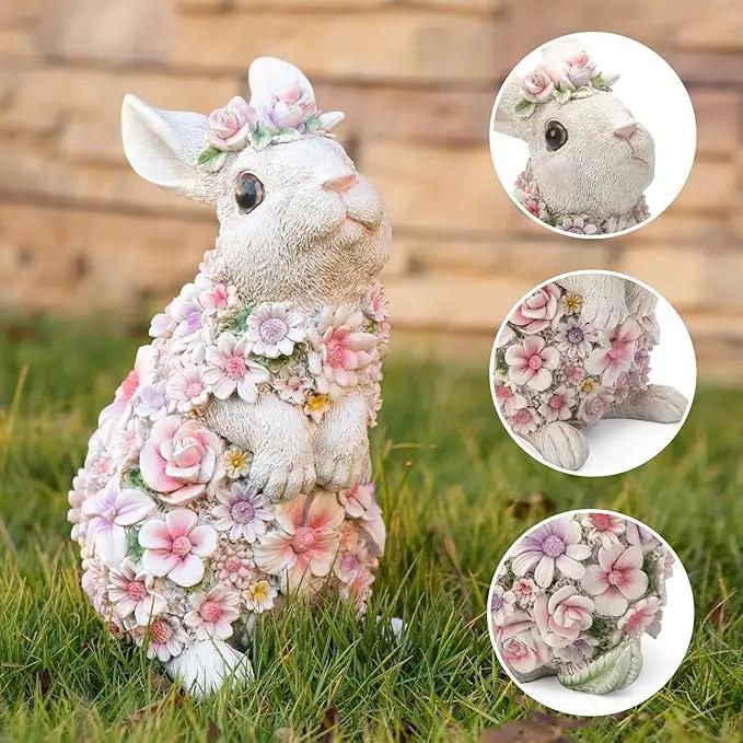 Rabbit Statue Outdoor Statues Bunny Figurines Garden Decor Resin Easter Decorations Bunnies Gifts Home House Kitchen Figurine Patio Lawn Yard Art Housewarming Funny Decoration (10inch) by GreenHaven Gardens