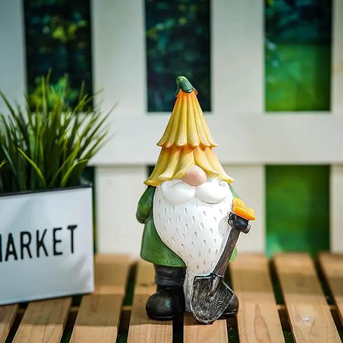 Topadorn Garden Gnome Outdoor Gnome Statue Resin Sculpture Outdoor Figurine with Yellow Hat for Garden Decoration,11 Inch by GreenHaven Gardens