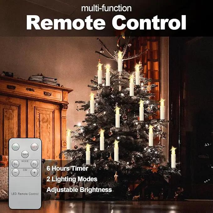 LED Christmas Candles, Flickering Clip on Candles for Christmas Tree, Battery Operated with Remote Timer, Warm White Light, Flameless Taper Candles for Home Christmas Decor, Set of 30 by GreenHaven Gardens