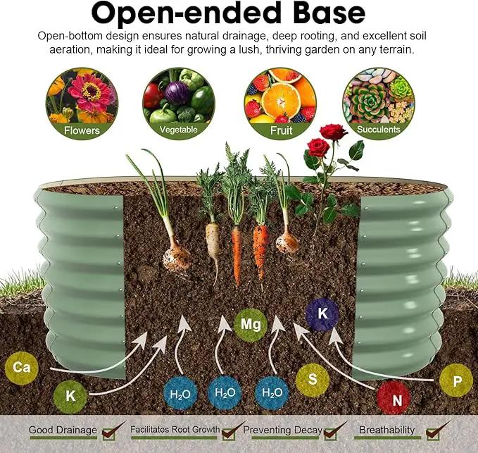 4x2x2ft Oval Galvanized Raised Garden Bed Kits Outdoor Large Metal Modular Planter Box 9-in-1 Raised Beds for Gardening,Vegetables,Fruits,Flowers & Herbs (Green) by GreenHaven Gardens
