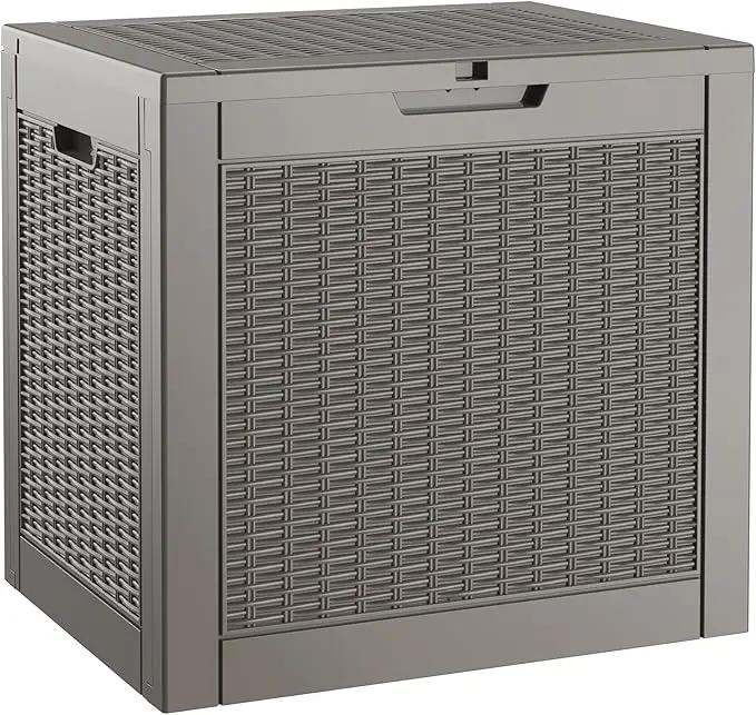 KAMABOKO 31 Gallon Outdoor Storage Box, Resin Deck Boxes Indoor and outdoor, Waterproof Storage Box Lockable Lid for Garden Tools, Package Delivery, Pool Supplies, Patio Cushions, Grey by GreenHaven Gardens