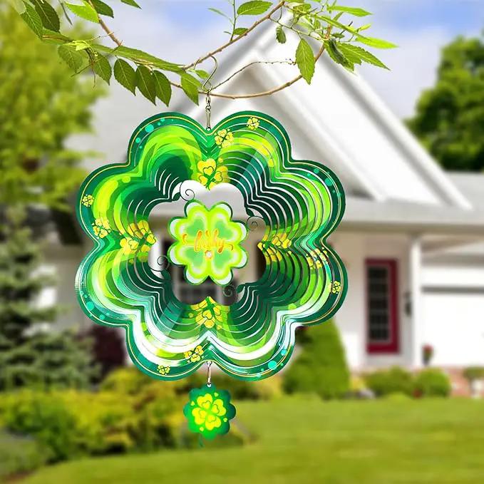 St Patricks Day Metal Wind Spinners St. Patrick's Hanging Gifts for Women Mom Grandma,12inch Wind Spinner for Home Party Ornament Spring Outdoor & Indoor Decorations by GreenHaven Gardens