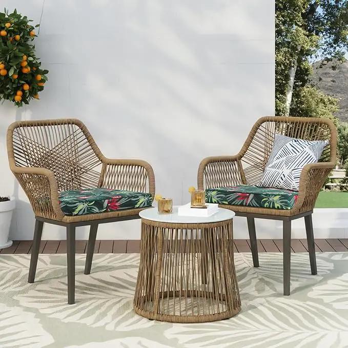 Favoyard Outdoor Chair Cushion 22 x 22 x 3 In Waterproof Pattern Fade Resistant Cushions for Patio Furniture with Removable Cover Attach Straps 28D Foam Insert Cushions Pads for Seat Sofa Couch 2 Pack by GreenHaven Gardens