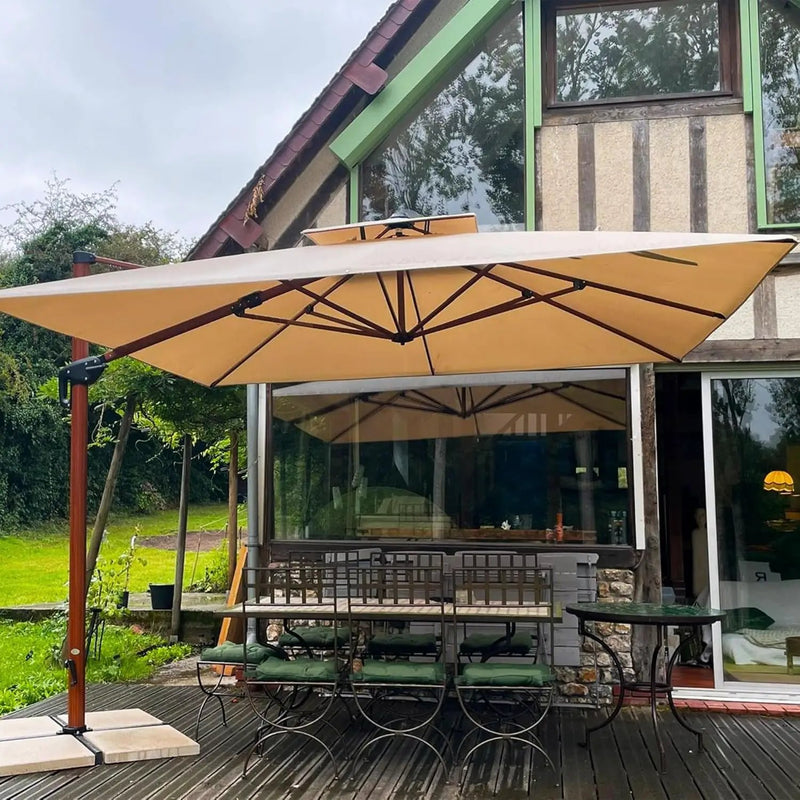 PURPLE LEAF 12ft Patio Umbrella Outdoor Square Umbrellas Large Cantilever Umbrella Windproof Offset Umbrellas Heavy Duty Sun Umbrella for Garden Deck Pool Patio, Beige by GreenHaven Gardens