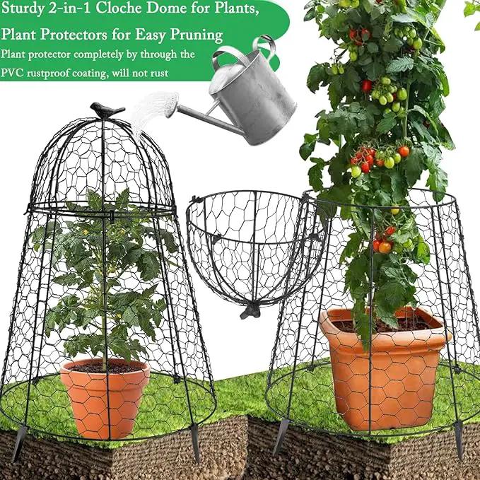 Plant Protector Chicken Wire Cloche, Plant Protectors from Animals, 18.7×12 Inch Large Garden Cloches for Plants, Sturdy 2-in-1 Cloche Dome for Plants, Plant Protectors for Easy Pruning by GreenHaven Gardens