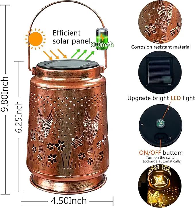 KY&BOSAM Solar Lanterns Outdoor Waterproof Hummingbird Garden Decor Birthday Gifts for Women Mom Grandma Hanging Solar Lights Outdoor Metal LED Lantern Outside for Yard Patio Backyard Porch Pathway by GreenHaven Gardens