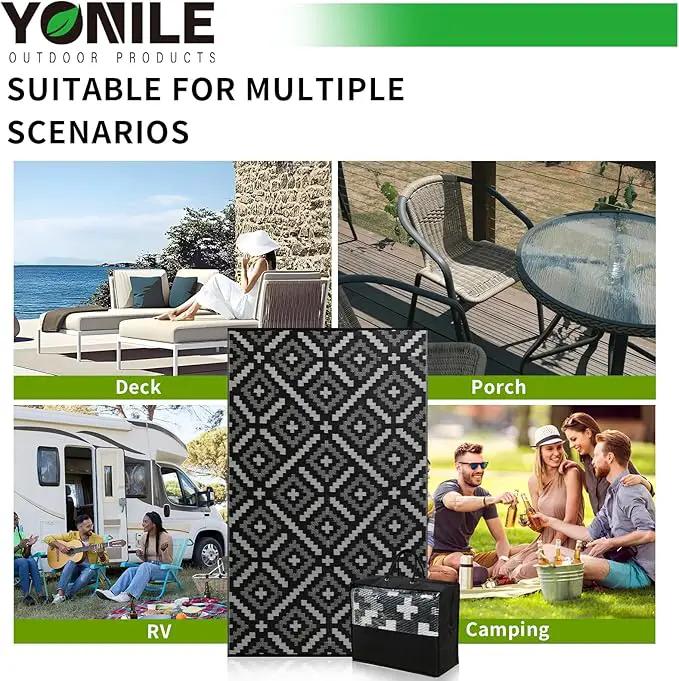 Outdoor Rug 6x9 ft Waterproof, Reversible Outdoor Plastic Straw Rug for Patios Clearance, Outdoor Area Rug Carpet RV Mat for Camping Backyard Deck Porch by GreenHaven Gardens