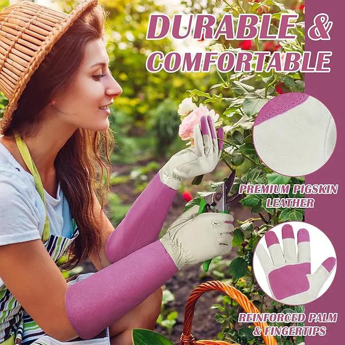 HANDLANDY Rose Pruning Gardening Gloves for Men & Women, Thornproof Long Gauntlet Gloves, Pigskin Leather - Breathable & Durability (Large) by GreenHaven Gardens