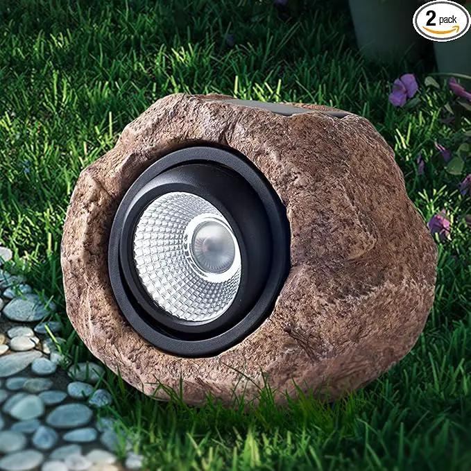 2 Pack Solar Rock Lights, Outdoor Decorative Garden Spotlights for Pathway, Walkway, Yard, Landscape, Patio by GreenHaven Gardens