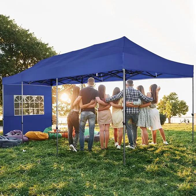 COBIZI 10x30 Pop up Canopy Heavy Duty with 8 Sidewalls, Easy Set-up Commercial Outdoor Party, 100% Waterproof Wedding Canopy Gazebo, 3 Height Adjustable with Wheeled Bag, Dark Blue by GreenHaven Gardens