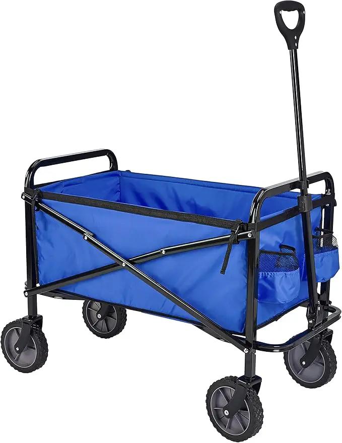Amazon Basics Collapsible Folding Heavy Duty Utility Wagon for Outdoor Sports, 265 pounds Weight Capacity, Camping, Garden, and Shopping, 27.6 x 40.9 x 20 inches, Blue by GreenHaven Gardens