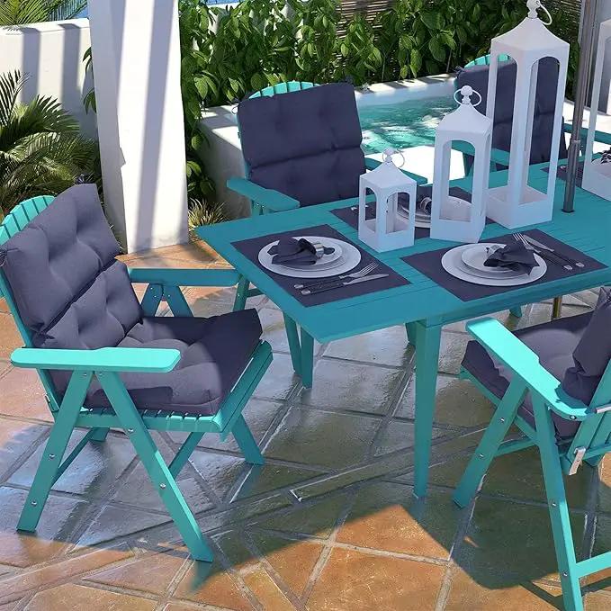 LVTXIII Patio Tufted High Back Seat Cushion Set of 2 Outdoor Rocking Chair Cushions, Replacement Adirondack Chair Cushion with Ties for Garden Balcony Chairs Use, 44” L x 22” W, Navy Textured by GreenHaven Gardens