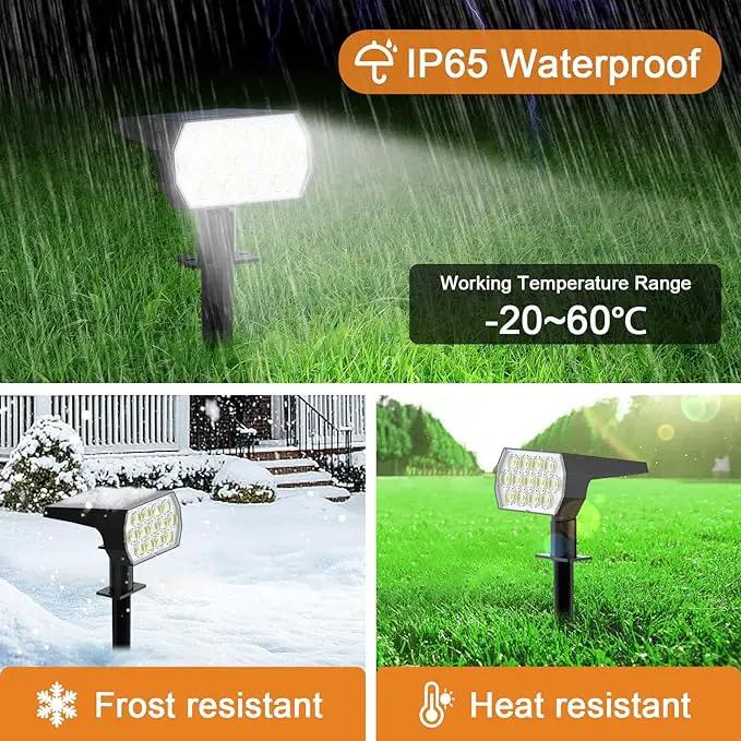 WELALO Solar Spot Lights Outdoor, [2 Pack/52 LED/3 Modes] 2-in-1 Solar Landscape Spotlights, Solar Powered Security Lights, IP65 Waterproof Wall Lights for Walkway Yard Garden Driveway(Cool White) by GreenHaven Gardens