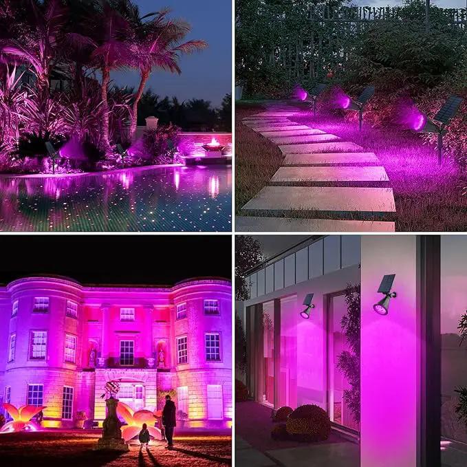 T-SUN [2 Pack] LED Solar Spotlights, Waterproof Outdoor Security Landscape Lamps, Auto-on/Auto-Off by Day, 180 Angle Adjustable for Tree, Patio, Yard, Garden, Driveway, Stairs, Pool Area(Purple) by GreenHaven Gardens