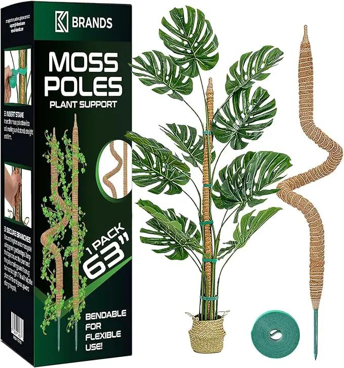 63'' Bendable Moss Pole Monstera Plant Support for Climbing Indoor Plants - Stakes for Potted Climbers - Tall Sticks Indoor Trellis for Houseplants - Accessories for Monstera Pot by GreenHaven Gardens