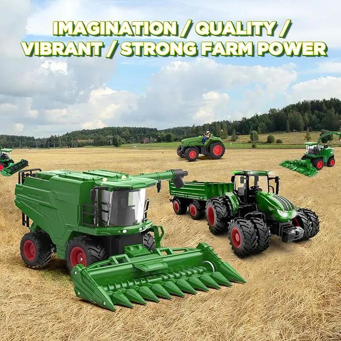 Remote Control Combine Harvester Tractor Toy with Corn Head, RC Tractor Toys for Kids 3+, Light/Spray/Sound/1/24 Scale, Farm Toy Combine Harvester for Kids, Christmas Birthday Gift 2025 by GreenHaven Gardens