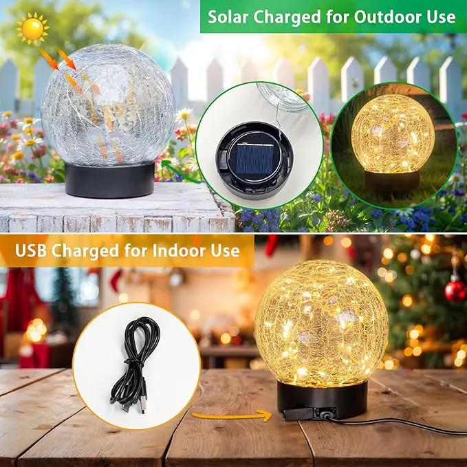 Beautyard Solar Globe Lights Outdoor USB Charged Garden Decor 3.94" Diameter 30LED 1000mAh Solar Globe Lights for Outdoor Indoor Mothers Day Gifts Holiday Decor(3.94'' Medium 4 Pack Warm White) by GreenHaven Gardens