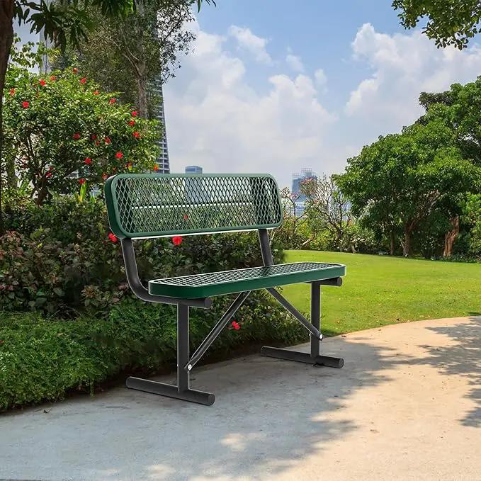 4/6/8 Feet Park Bench for Outside Heavy Duty Metal, Garden Benches Outdoor Bench with Backrest & Portable Frame, for Shopping Malls Stores Parks Patios Decks, Green by GreenHaven Gardens