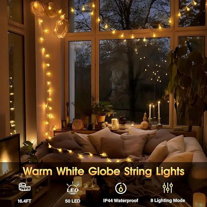 22.9ft 70LED Globe String Lights Outdoor, Crystal Fairy Light IP44 Waterproof Outdoor Hanging Decorative Lights for Home Tent Patio Garden Party Wedding Decor by GreenHaven Gardens