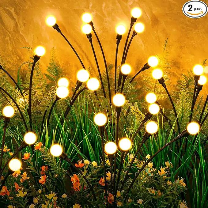 ASMAD Solar Garden Lights (2-Pack, 16 LEDs), Decorative Swaying Lights with Firefly Effect for Patio, Pathway & Outdoor Decor by GreenHaven Gardens