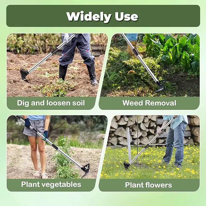 Weed Puller Tool with Long Handle - 60" Manual Weeder Remover Tool, 2 in 1 Hand Weed Rake and Garden Hoe for Gardening, Heavy Duty Uprooting Weeding Pull for Yard, Lawn, Patio and Garden by GreenHaven Gardens