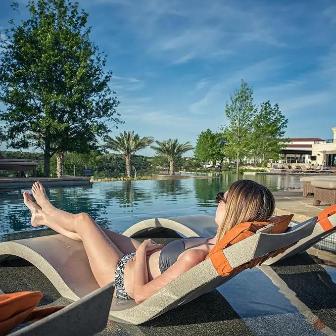 Ledge Lounger - Signature Chaise - Inside Pool & Sun Shelf Lounge Chair - Designed for Shallow Shelves Up to 9” - Compatible with All Pool Types - Poolside & Sun Deck Tanning - Set of 2 - Sandstone by GreenHaven Gardens