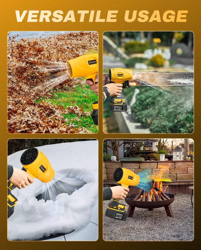 Saker Handheld Cordless Leaf Blower Portable Dust Cleaner 180000 RPM Compressed Air Duster with Adjustable Speed for Drying Patio Cleaning Camping 2 x 4.0Ah Battery Yellow by GreenHaven Gardens