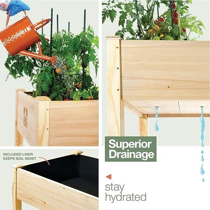 Raised Garden Bed with Legs 48x24x30 - Natural Cedar Wood Elevated Planter Box with Bed Liner for Flowers, Veggies, Herbs - 200lb Capacity by GreenHaven Gardens