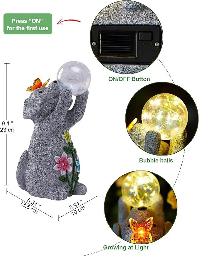 Solar Funny Dog Statue for Garden: Outdoor Sculptures with Ball Lights and Butterfly Clearance Lawn Ornaments Yard Porch Patio Balcony - Gifts for Mom Grandma by GreenHaven Gardens