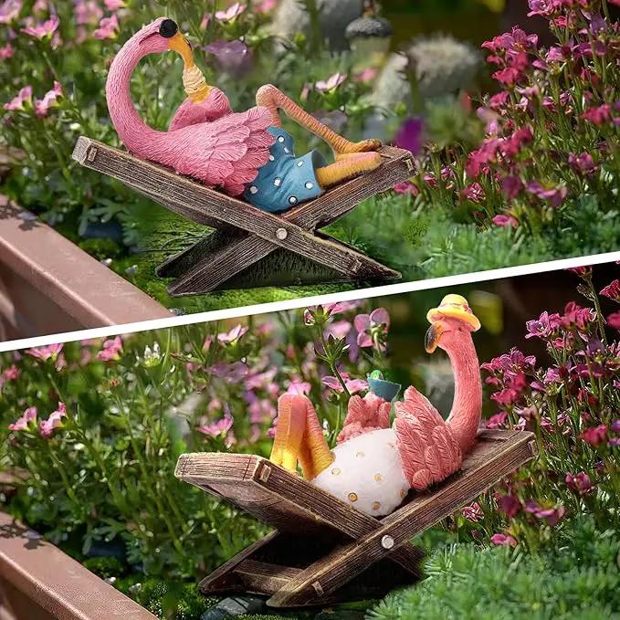 MUAMAX Pink Flamingo Garden Statues Flamingo Ornaments Small Flamingo Statue Summer Tropical Coastal Desk Decor Yard Art Ornament Housewarming Gifts Outdoor Patio Lawn Decorations by GreenHaven Gardens
