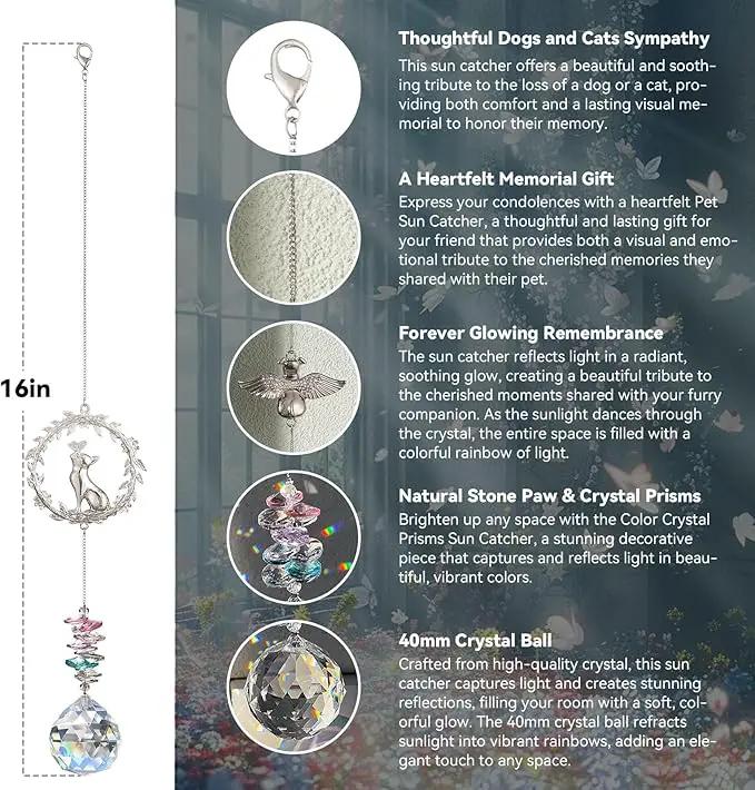 Cat Memorial Suncatcher - Lost of Cat Bereavement Gift Idea, Cat Loss Sympathy Gifts, Pet Memorial Gifts, Thoughtful Cats Remembrance Sun Catcher, Passing Away Remembrance Memory Gift by GreenHaven Gardens