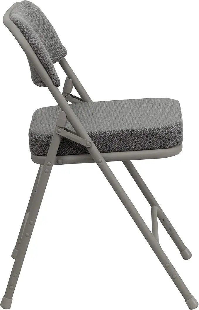 Flash Furniture Hercules Series Metal Folding Chairs with Cushioned Seat, Fabric Upholstered Event Chairs with 300-lb. Static Weight Capacity, Set of 4, Gray by GreenHaven Gardens