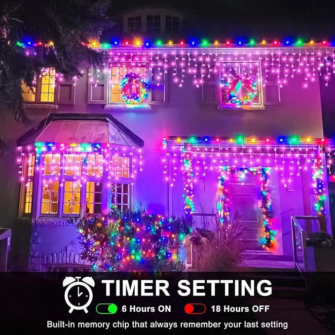 Christmas Icicle Lights Outdoor, 66Ft 640 LED Icicle Lights for Outside with 8 Modes Timers, Waterproof Plug in Twinkle String Light for House Yard Eave Patio Party Holiday Decorations, Pink by GreenHaven Gardens