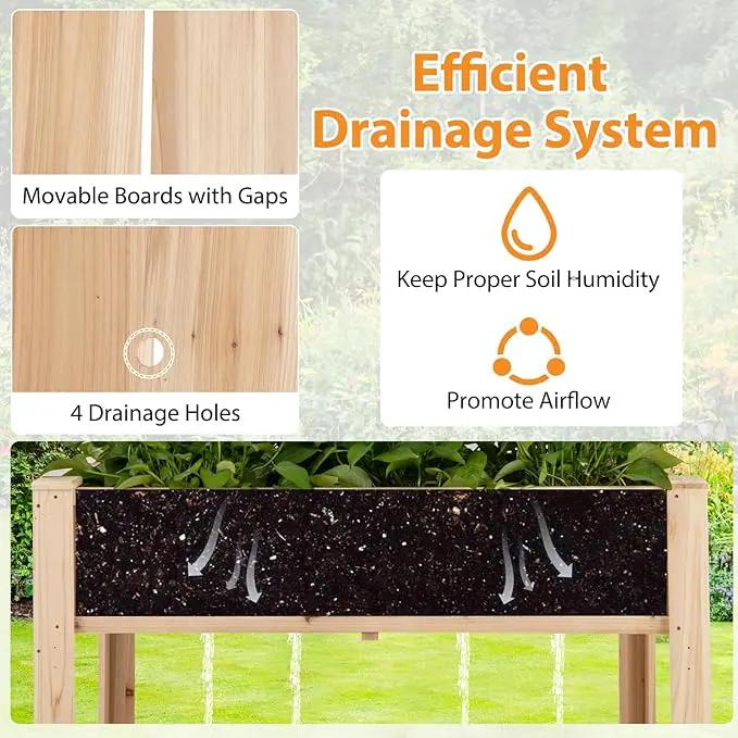 Giantex Raised Garden Bed with Trellis, Wooden Elevated Planter Box with Legs, Drainage Holes for Climbing Plants Vines Vegetables Flowers Herbs, Outdoor Horticulture Planter for Patio Yard by GreenHaven Gardens