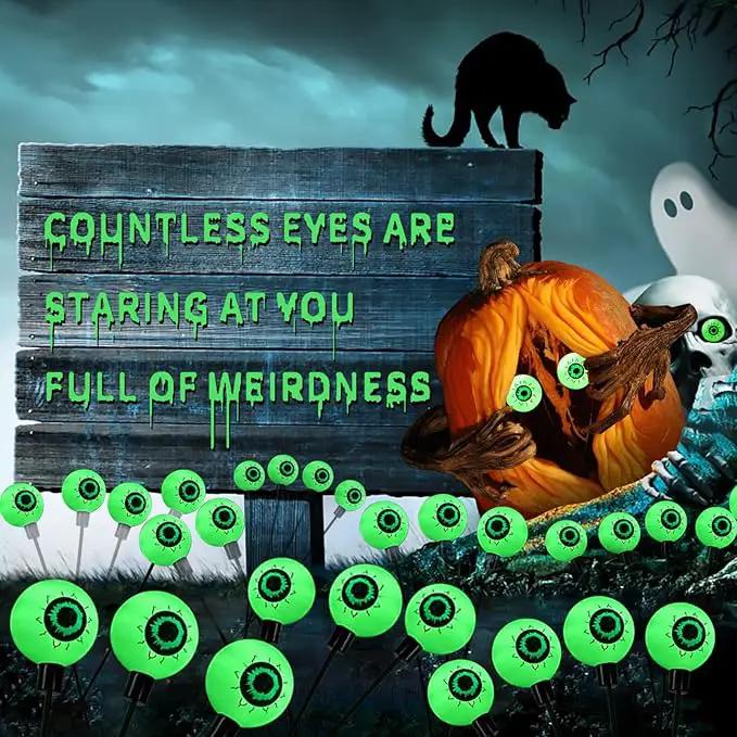 Aogist Halloween Decorations Eyeball Swaying Firefly Light Bright Long Standby Time Waterproof Outdoor Lights for Beautiful Spaces Garden Yard Lawn Pathway Porch Party Decor (Green, 2 Pack-12 LEDs) by GreenHaven Gardens