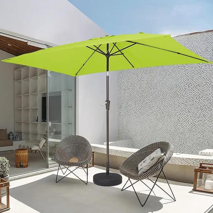 JEAREY 6.5x10 ft Rectangular Patio Umbrellas Outdoor Market Umbrella with Push Button Tilt and Crank, Rectangle Table Umbrella 6 Sturdy Ribs UV Protection for Pool Garden Backyard Deck, Apple Green by GreenHaven Gardens